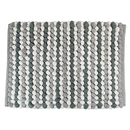 DII Ultra Soft Chenille Bath Mat, Chunky Popcorn Bath Rug, 21x34", Gray Stripe