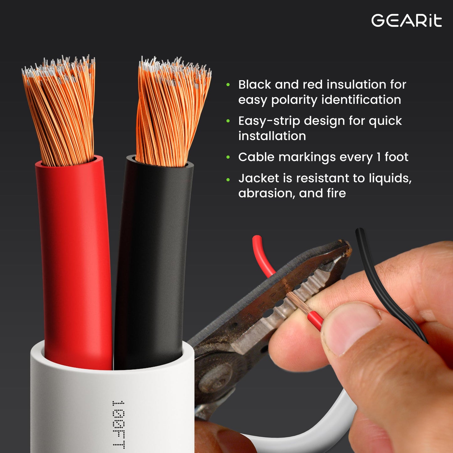 GEARit 14 Gauge Speaker Wire, CL2 Rated 14 Gauge Wire 200ft, Audio Cable with Red/Black Color Coded, Speaker Cable for in-Wall Home Theater, Car