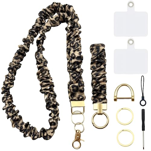 YesMvpMvp Phone Lanyard Wrist Strap,Cell Phone Lanyards for around the Neck,Unisex Scrunchie Lanyard (Leopard Print 1)