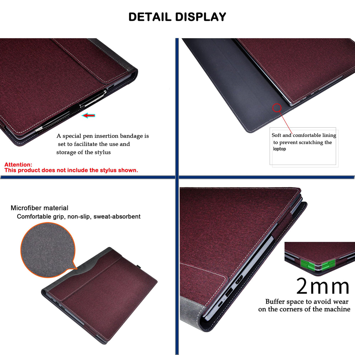 Laptop Case Cover for Dell 14 Plus DB14250 & Pro 14 PC14255/PC14250 & Pro14 Plus PB14250 /PB14255 Sleeve,PU Leather Protective Shell Notebook PC Bag