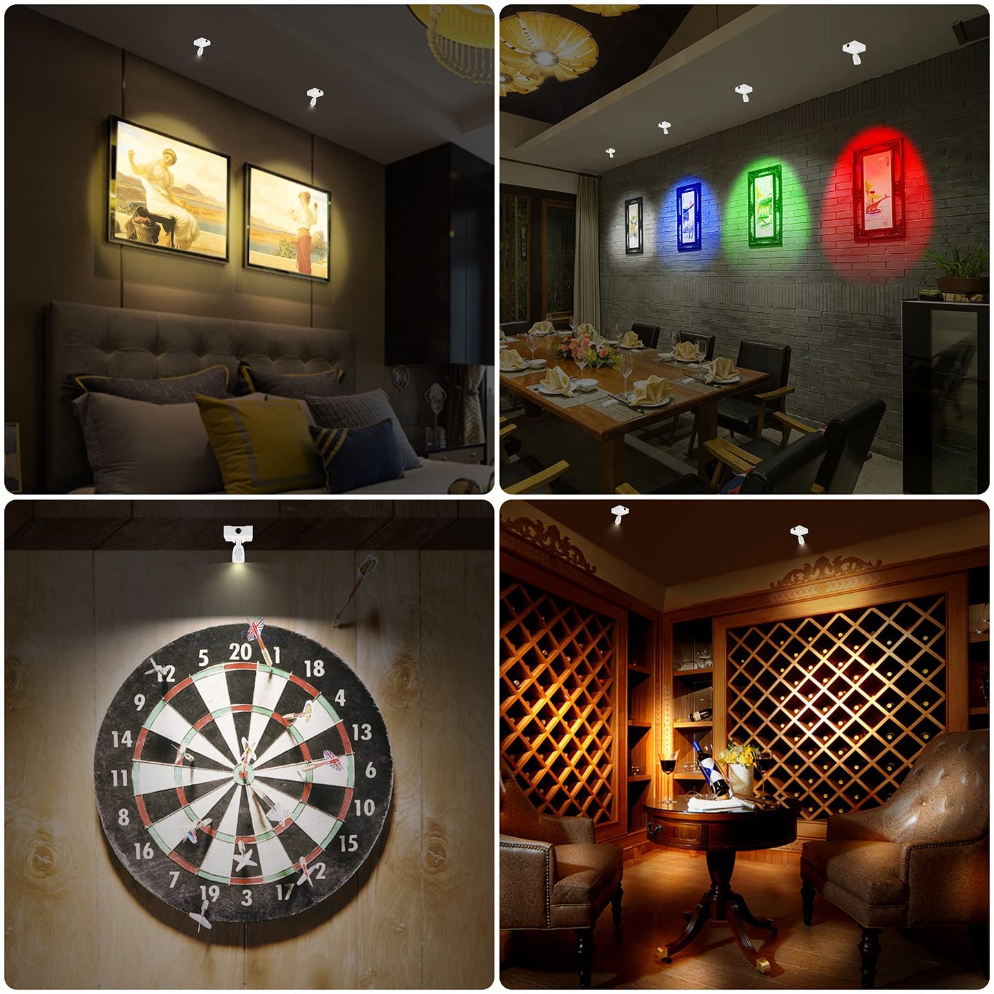 HONGUT Wireless LED Spotlight, Wall Picture Lights,12 Colors Changing Accent Artwork Lighting, Picture Light for Paintings, Indoor Closet Lights, Puck
