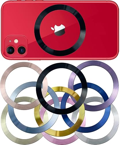 SALEX Compatible with Magsafe Magnetic Rings 9 Pack Set - Metal Rings for Cell Phone Case - Cute Mixed Colors Round Magnet Sticker - Replacement Discs
