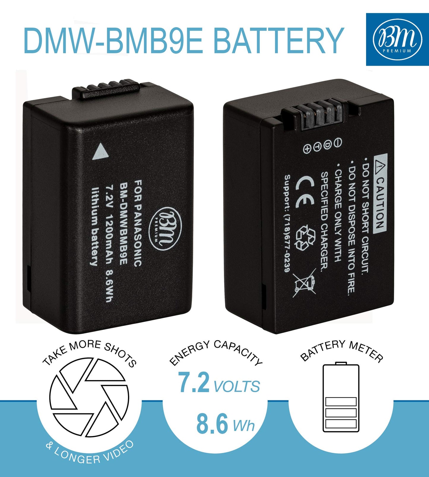 BM Premium 2 Pack of DMW-BMB9 Batteries and Dual Bay Battery Charger for Panasonic Lumix DC-FZ80, DC-FZ80D, DMC-FZ40K, DMC-FZ45K, DMC-FZ47K
