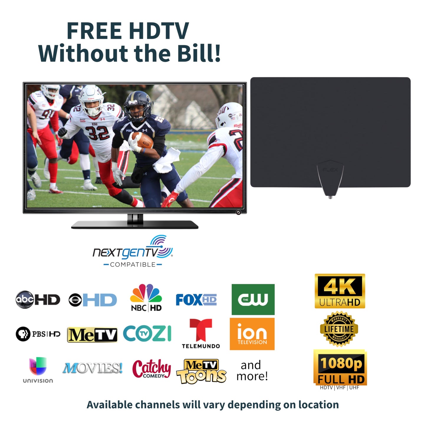 Antennas Direct ClearStream Flex Amplified Indoor TV Antenna, UHF VHF, Multi-Directional, Reversible, 50+ Mile Range - w/Jolt Switch Amplifier