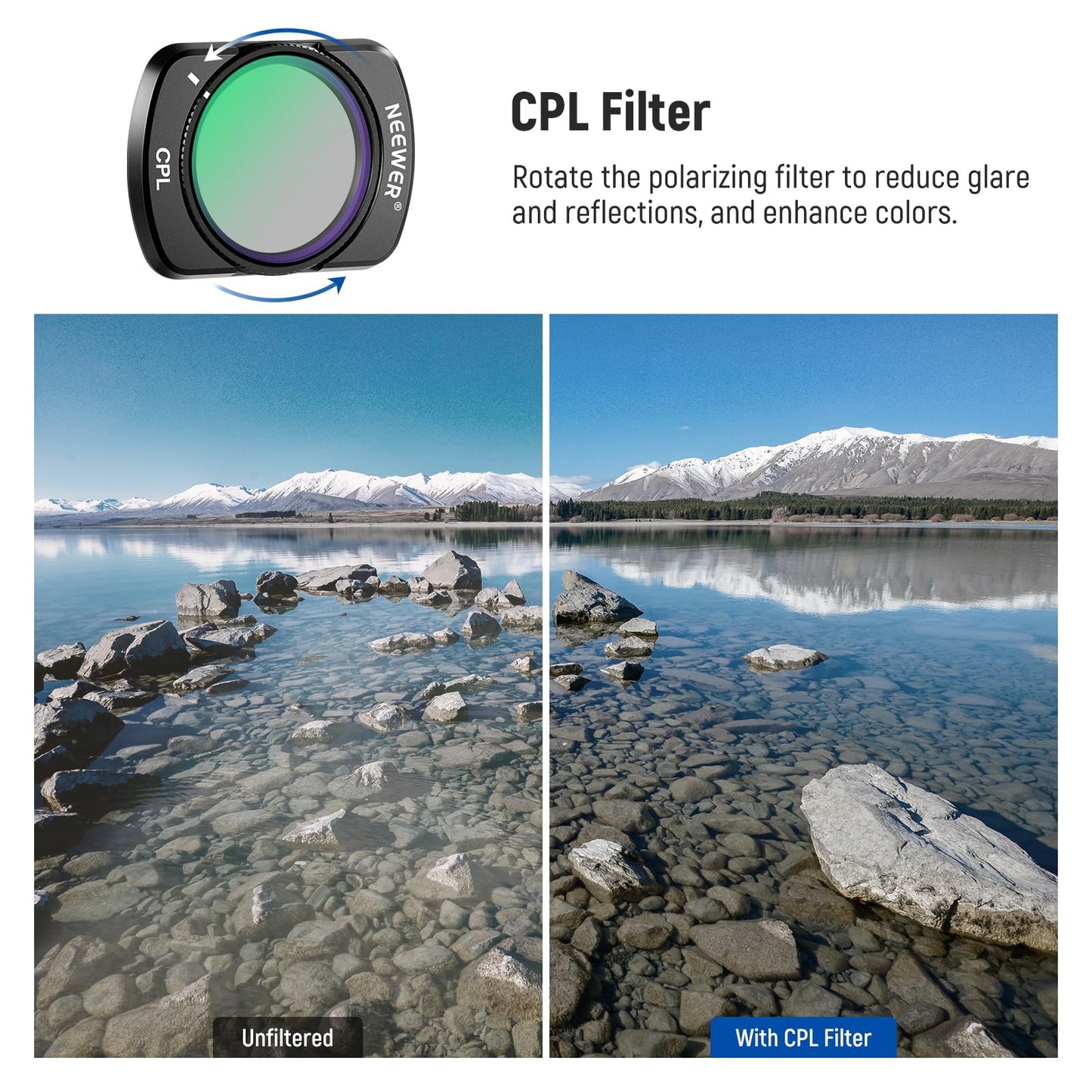 NEEWER HD CPL ND16 ND64 ND256 Filter Kit Compatible with DJI OSMO Pocket 3 Creator Combo Accessories Magnetic Action Camera Neutral Density Polarising