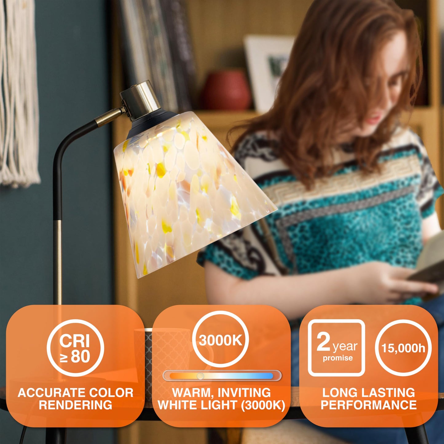 Sylvania Flat LED Light Bulb, 3.5W, E26 Medium Base, 300 Lumens, 3000K, Warm White, for Lamp Shades, Sylvania Lamps Shades, White - 2 Pack (42694)