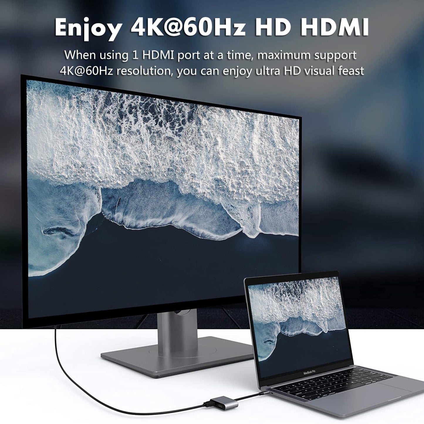 JUEJUEZI 4-in-1 USB C to Dual HDMI Adapter, USB C Multi Port Adapter with 2 HDMI 4K Ports, USB3.0, PD 100W, C-Type to 2 HD Splitter, Suitable