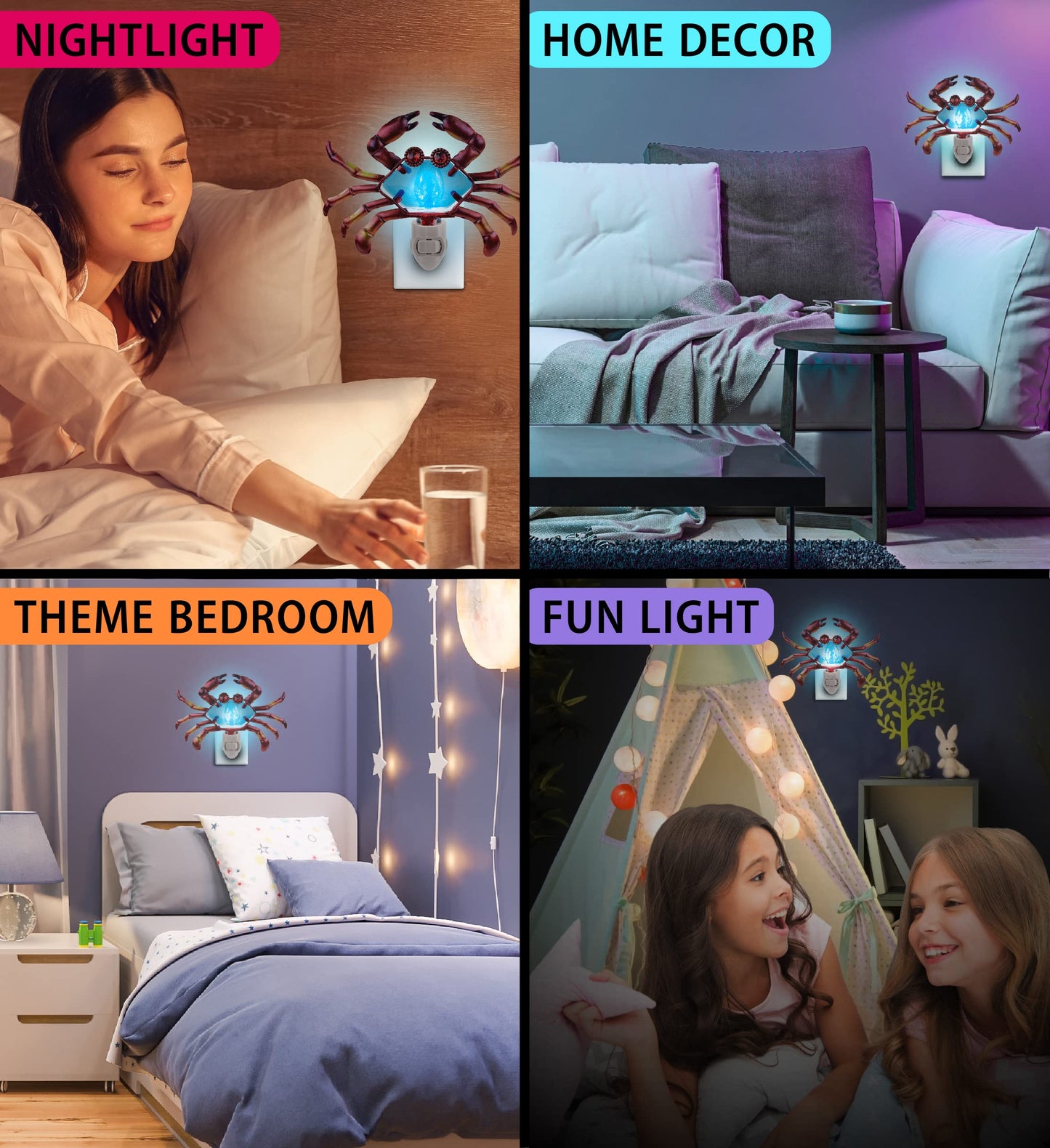 Puzzled Glass Art Night Light, Plug in Decorative Socket Lamp, Manual On & Off Portable Lights for Stairway, Bedroom, Bathroom, Nursery, Home