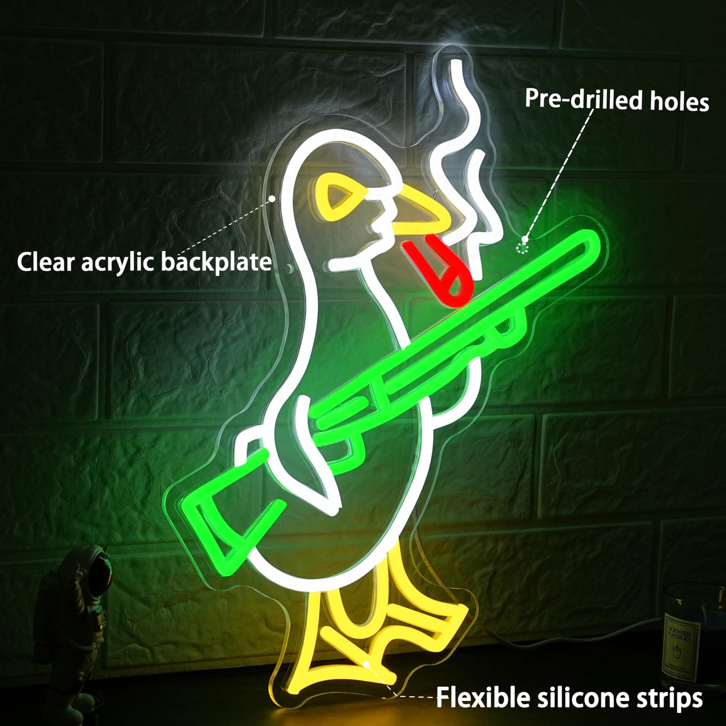 AEHEMNGZ Duck Neon Sign with Adjustable Switch Game Room Led Sign with Usb Powered Knife Neon Light Cool Animal Neon Light Sign for Home Bedroom Bar