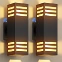 rosykite Dusk to Dawn LED Outdoor Light Fixture Wall Mount,Black Square Porch Lights Outdoor,Modern Exterior Wall Sconce Lights 13In, Bulb Includes Up