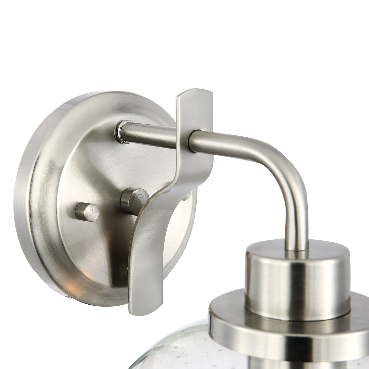 Light Society Sheridan Seeded Wall Sconce, Satin Nickel with Handblown Clear Glass Shade, Vintage Industrial Modern Lighting Fixture (LS-W245-SN)