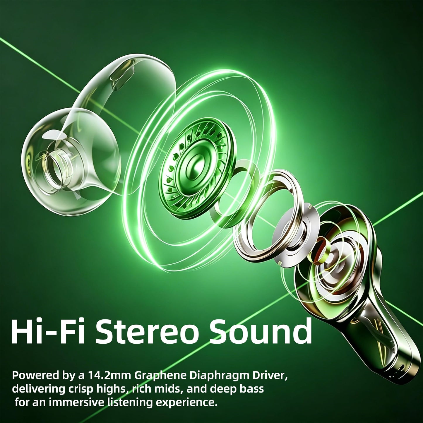 Wireless Earbuds for Samsung 24H Long Playtime Bluetooth 6.0 Earbuds with Earhooks, Deep Bass Stereo Sport Wireless Headphones, ENC Noise Cancelling