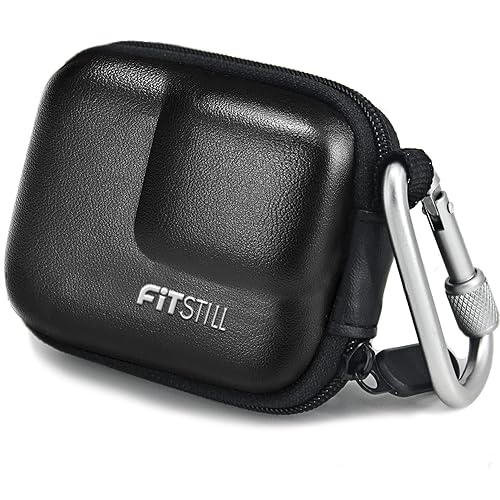 FiTSTILL Black PU Mini Carrying Case for Go Pro Hero 13 Black,Hard Shell Travel Storage Case for Hero 12/11/10/9/8/7/(2018)/6/5 DJI Osmo