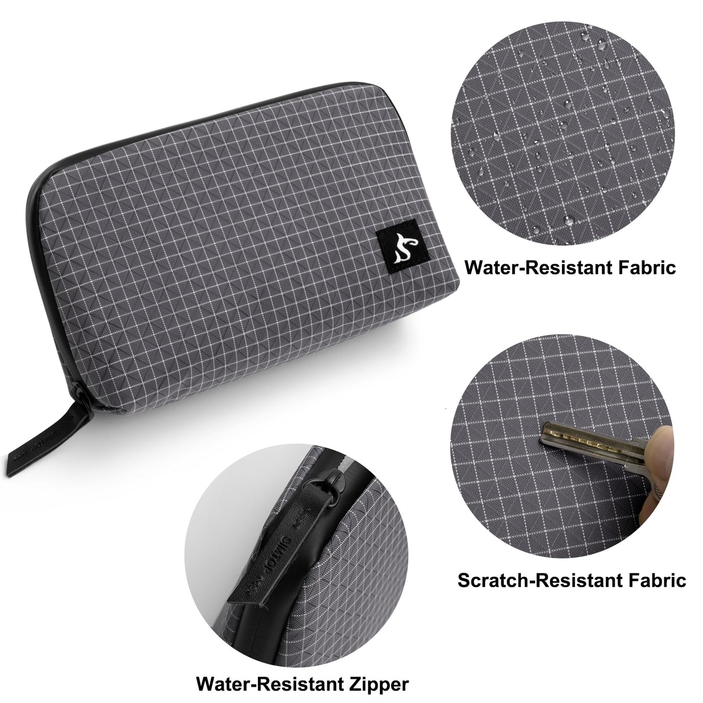 SIMTOP Small Tech Accessory Pouch Cable Organizer Bag, Compact Electronics Travel Case for Charger, Cords, Mouse & Power Bank, Water-Resistant