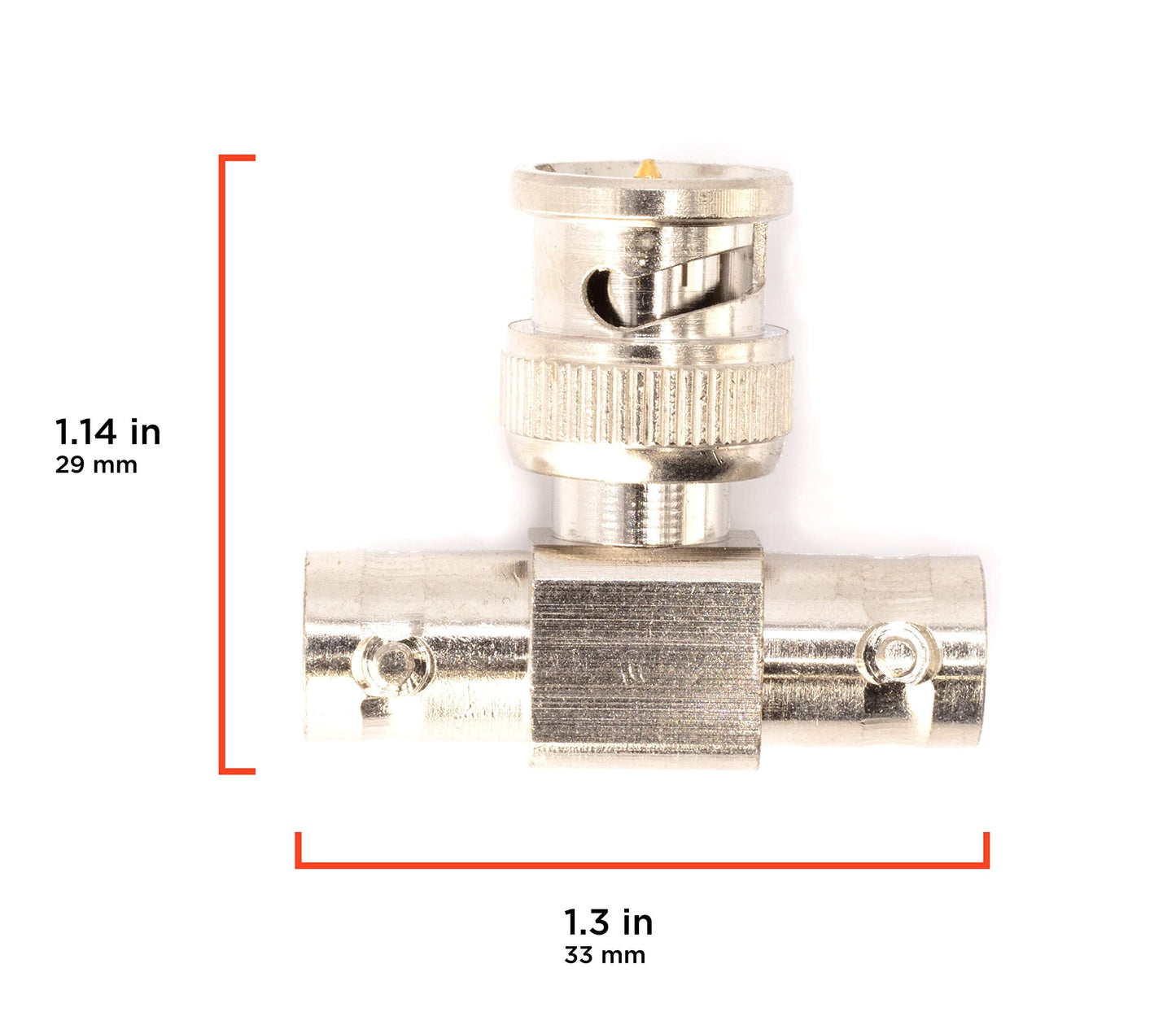 THE CIMPLE CO - BNC T Adapter - T-Shaped Coax Splitter - 1 Male Port to 2 Female Ports, Coaxial Cable Extension - 4 Pack