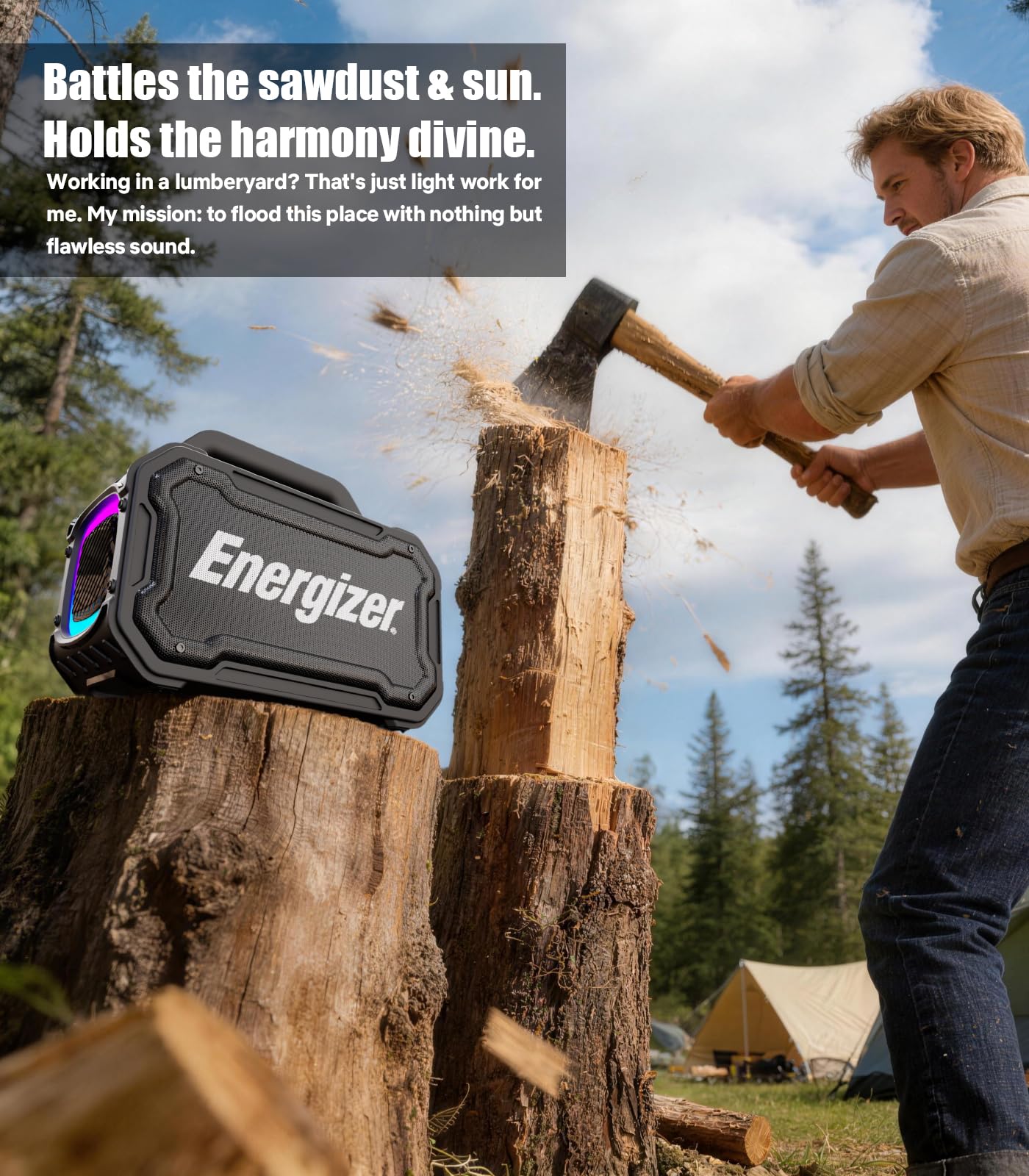 Energizer 100W Portable Wireless Bluetooth Speaker Bass Boost 24-Hour Playtime IPX6 Waterproof Outdoor Ready LED Light Show TWS Pairing|Perfect
