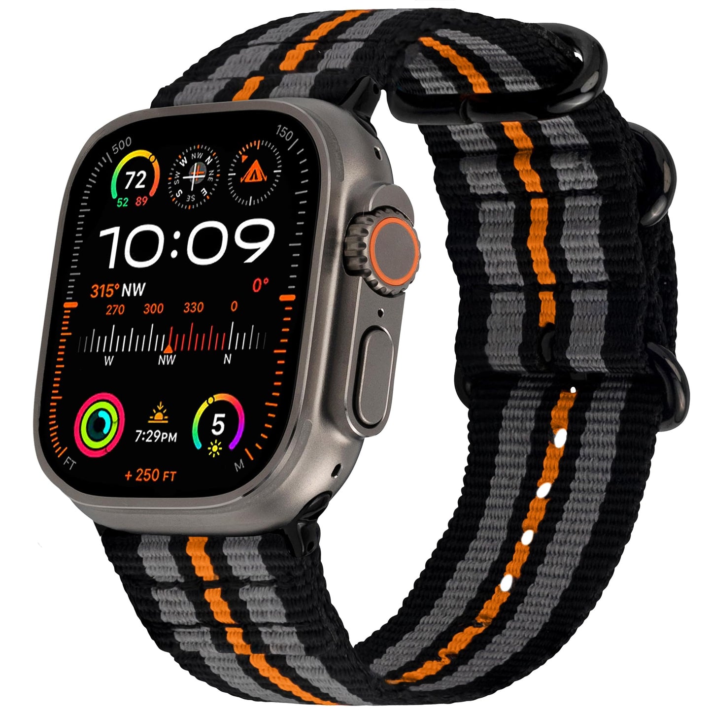 Carterjett EXTRA LARGE Hiking Trail Nylon Band - Compatible with Apple Watch Ultra 2/Ultra Band 49mm 46mm 45mm 44mm for Men Women, XL for Big Wrists