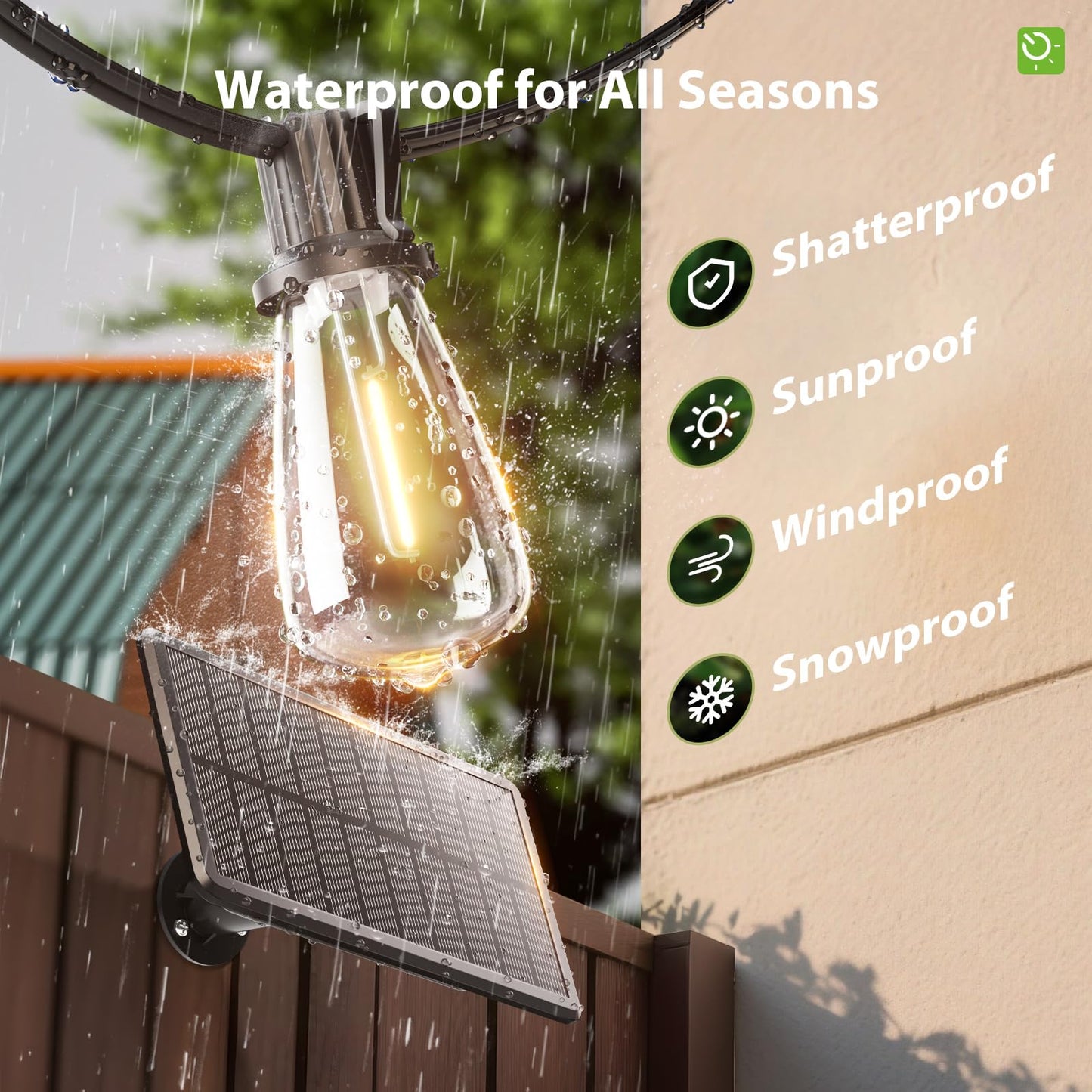 KYY 54FT Solar String Lights Outdoor Waterproof with USB Charging & Remote, Dimmable & Timable, Solar Powered Patio Lights with LED Shatterproof Bulbs