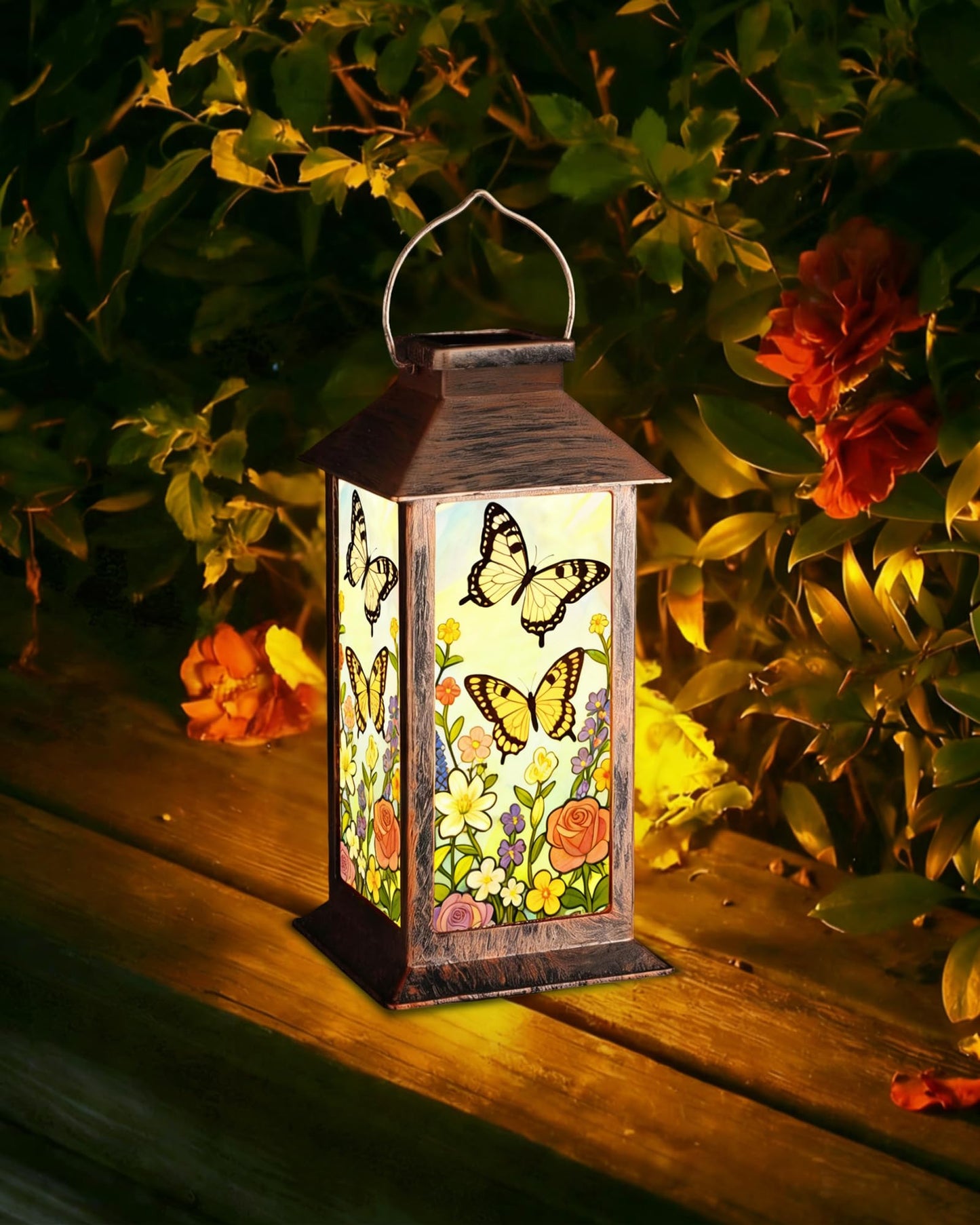 Butterfly Solar Lanterns Outdoor Waterproof Garden Decor Birthday Gifts for Women Mom Grandma Sister, Hanging LED Plastic Solar Lights Outside