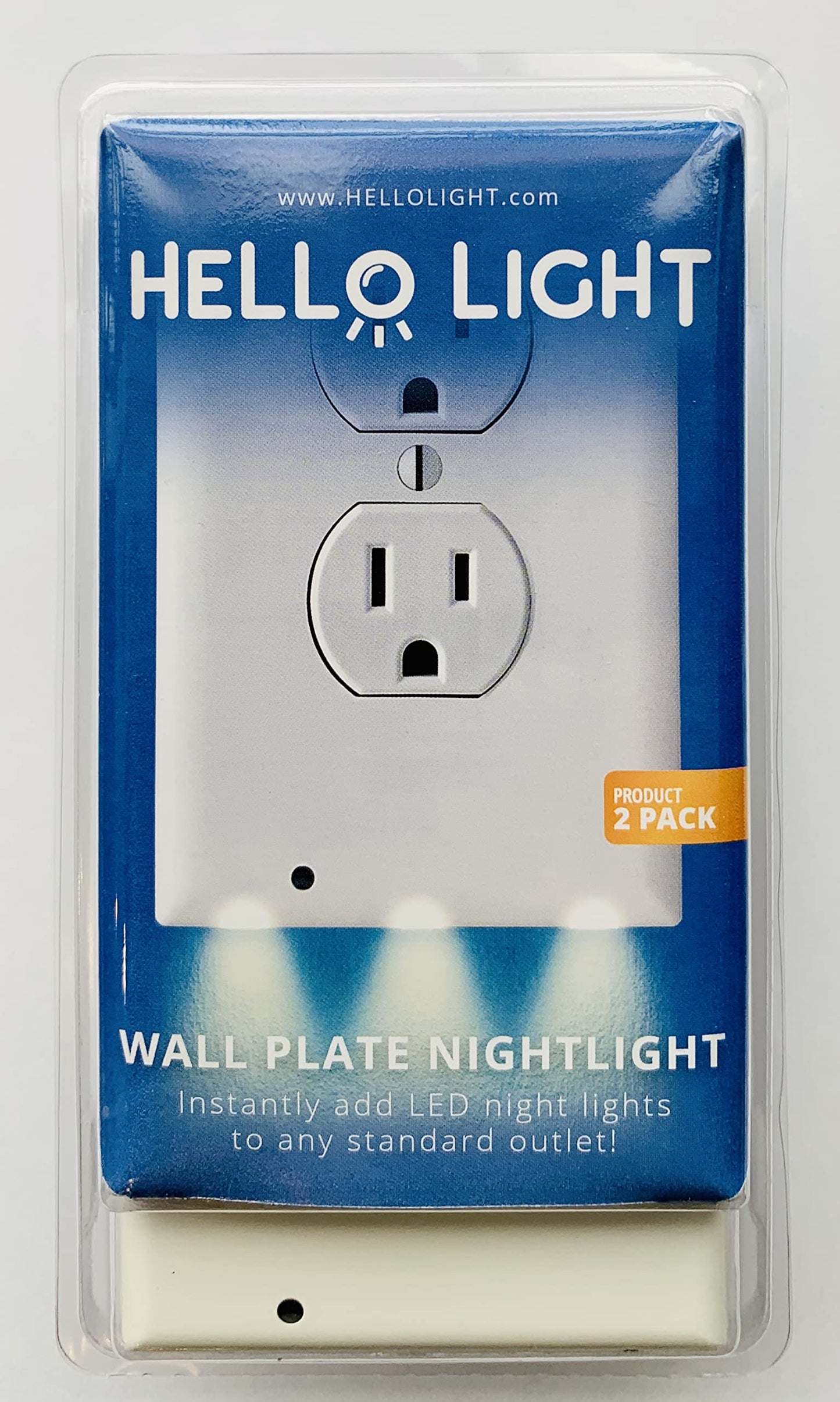 2 Pack - Wall Plate Night Light - Hello Light - LED Night Lights Built Into Electrical Outlet Wall Plates - Turn NightLight On/Off Automatically