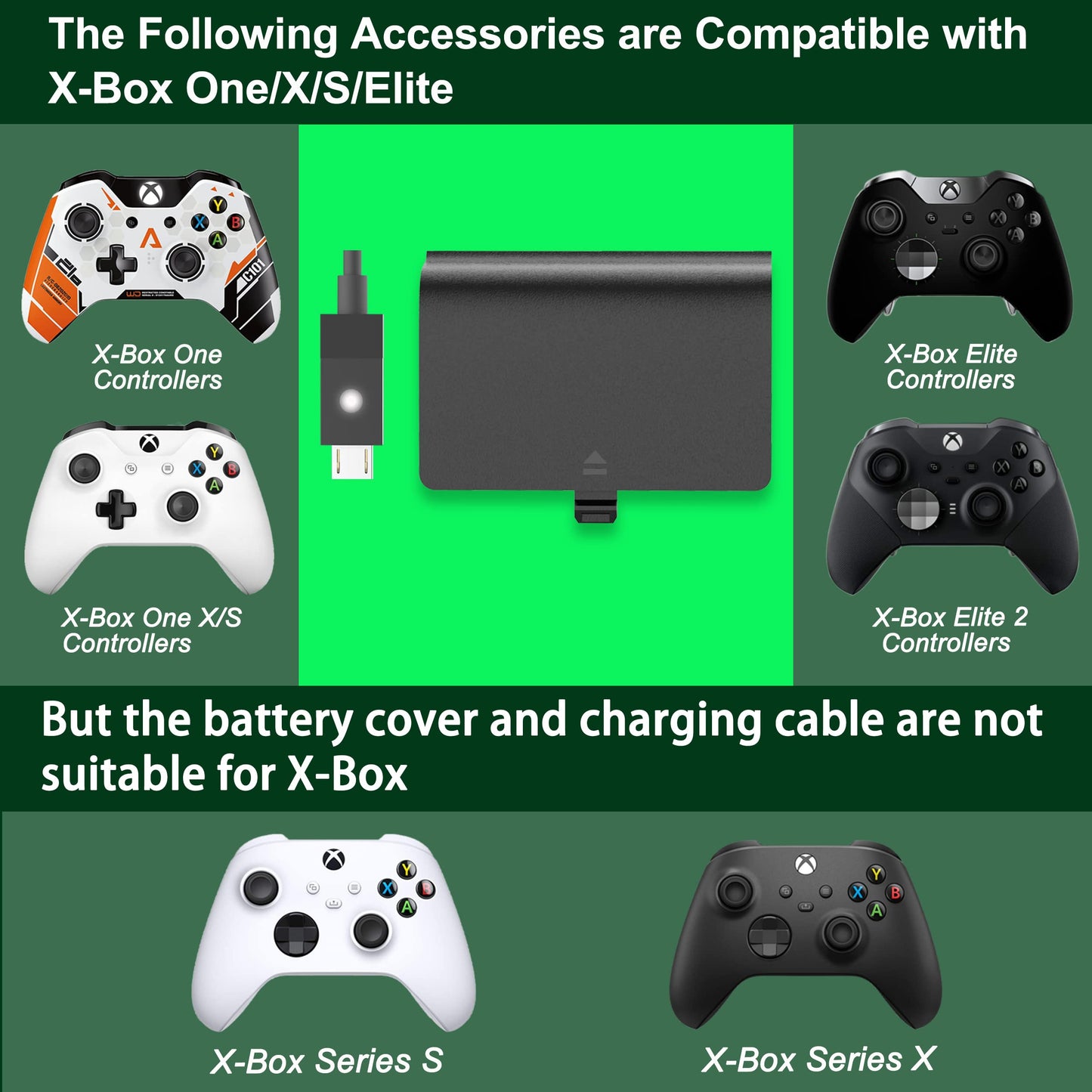 Dowchowsure Rechargeable Battery Pack for Xbox One Controllers,2pcs 4440mWh 3.7V Lithium Batteries Xbox Play and Charge Kit USB for Xbox 1