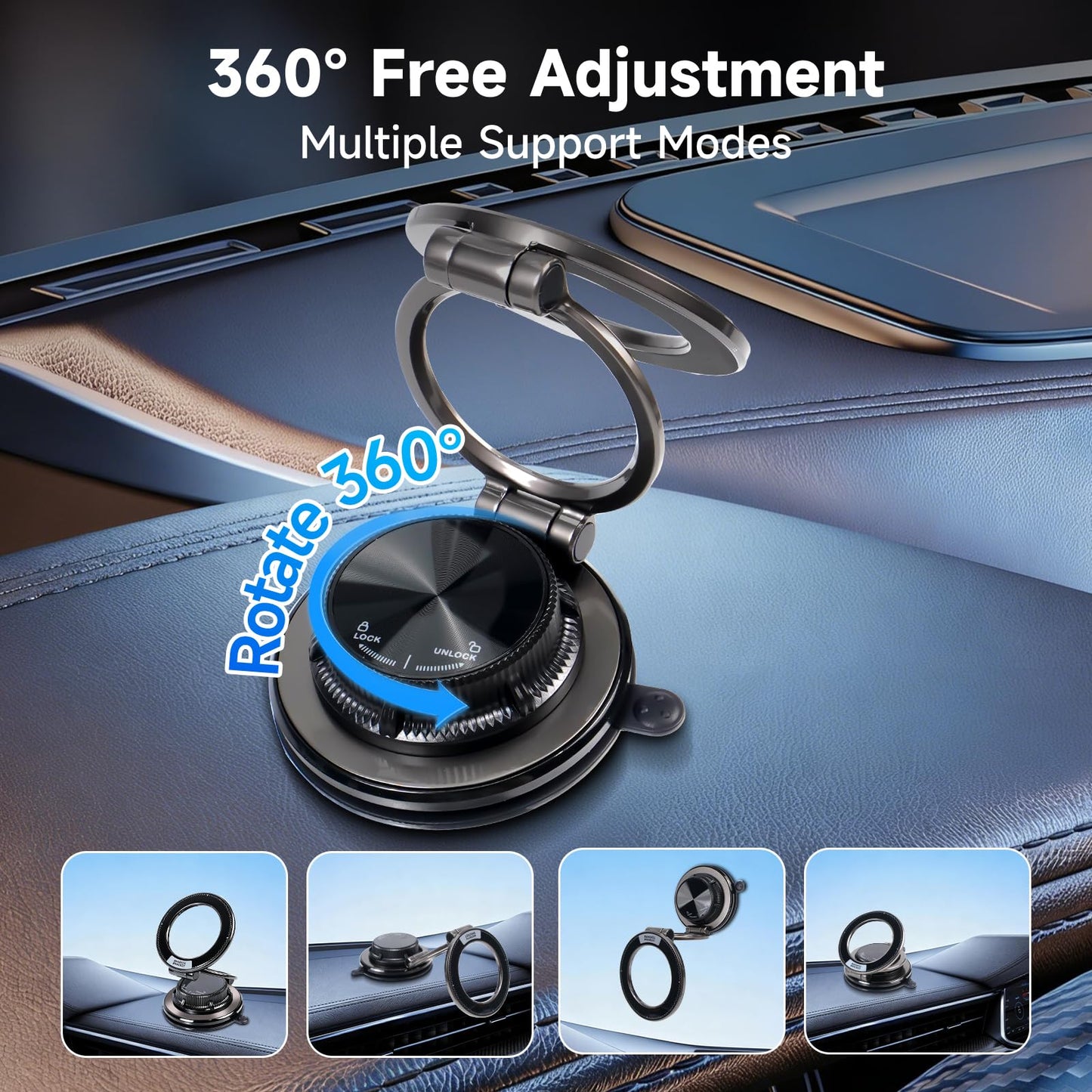 CHTXXLSZ MagSafe Car Phone Holder, Strong Suction Cup 360° Adjustable Magnetic Phone Mount for Dashboard Windshield, Universal Car Phone Stand