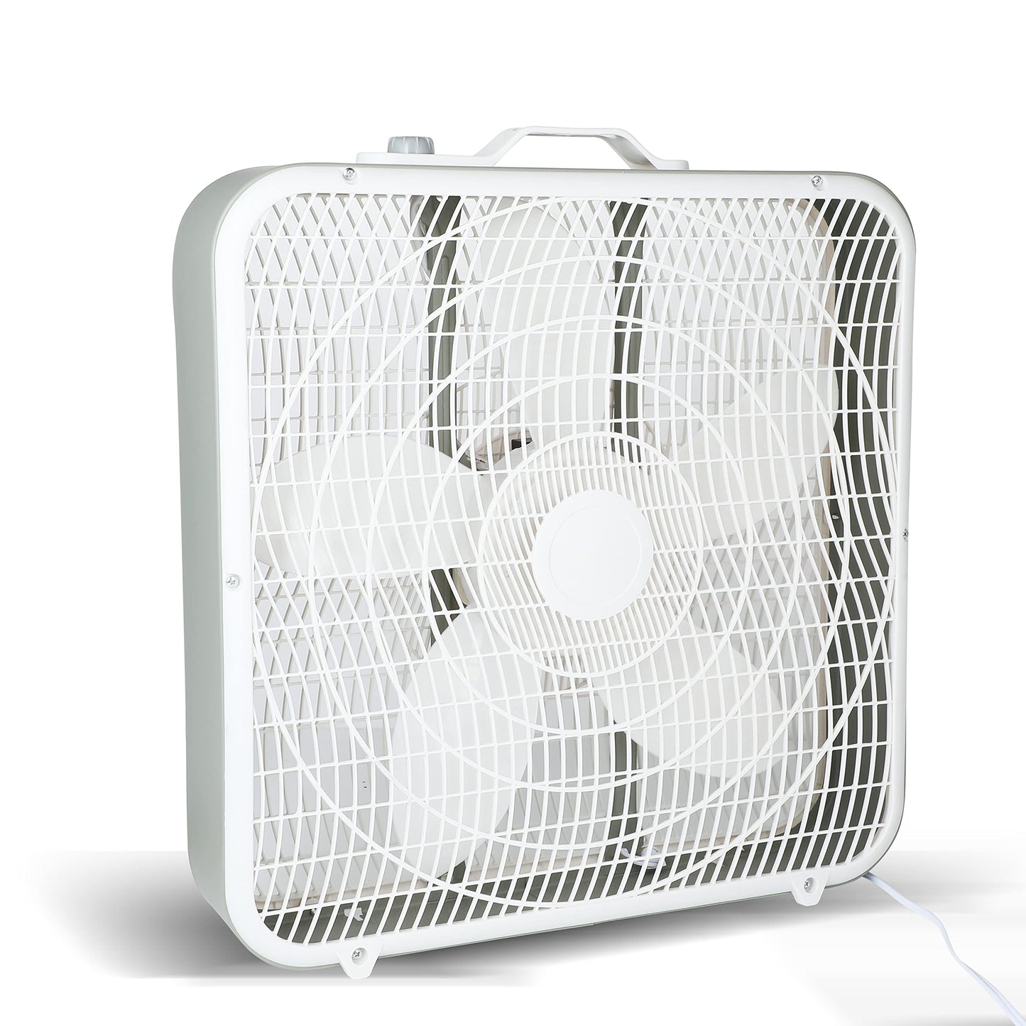 Simple Deluxe 20'' Box Fan, 3-Speed Cooling Floor Fan with Aerodynamic Shaped Fan Blades, Convenient Carry Handle and Safety Grills, For Home Office