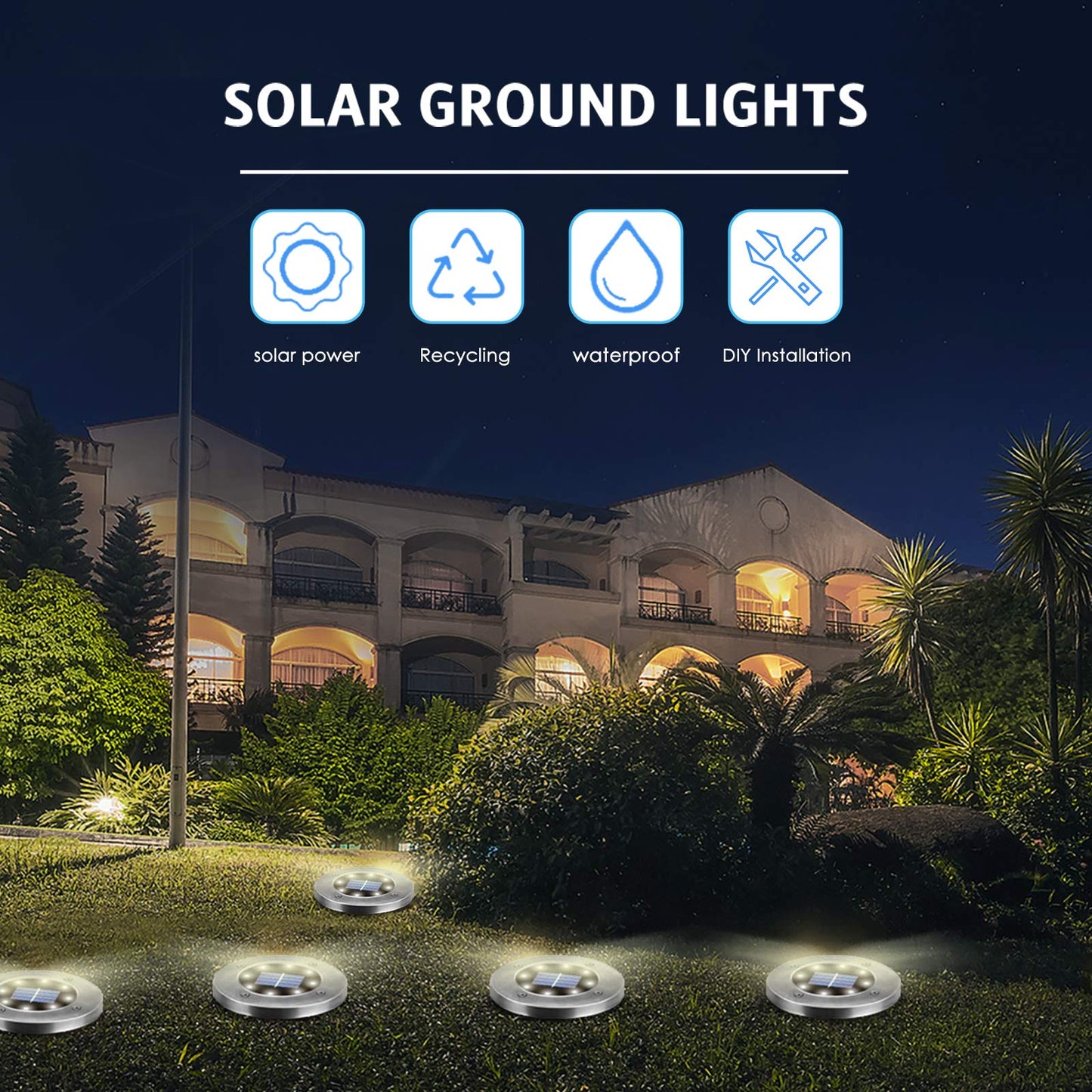 OULONGER 4.6inch Solar Lights Outdoor Waterproof,12Pack Solar Lights for Outside,Solar Garden Lights Landscape Lighting for Patio Pathway Lawn Yard