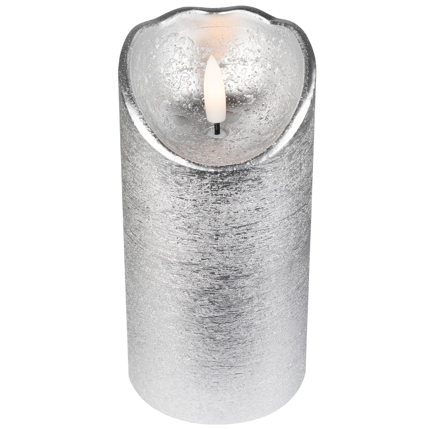 Northlight Lighted LED Flameless Flickering Pillar Christmas Candle - 6" - Silver