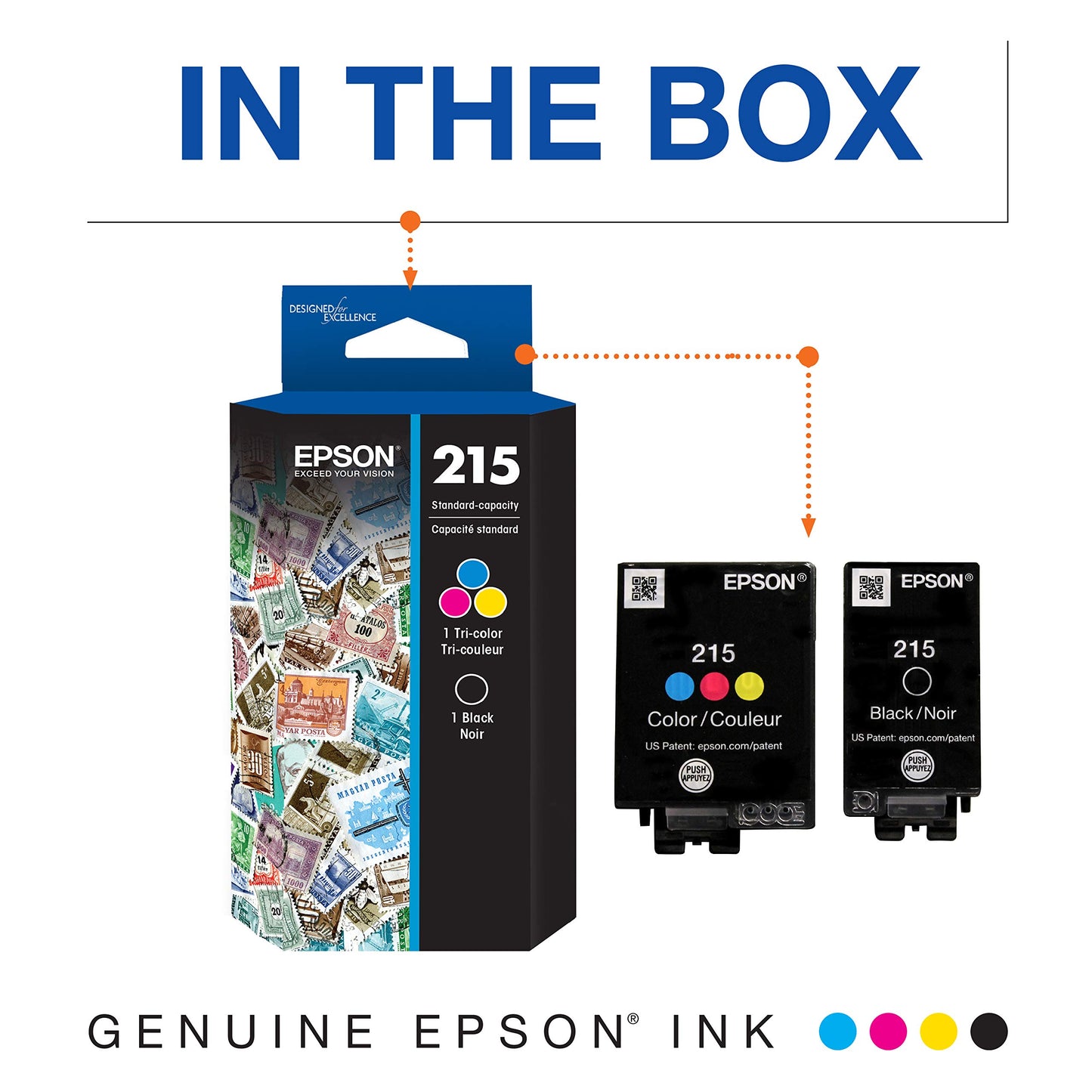 EPSON 215 Ink Standard Capacity Black & Color Cartridge Combo Pack (T215120-BCS) Works with WorkForce WF-100, 110 and EC-110