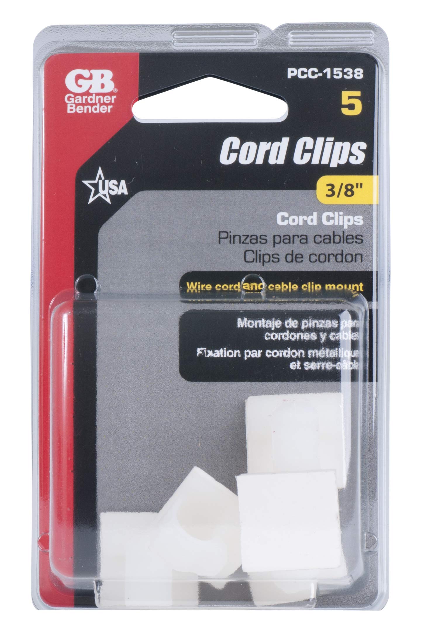 Gardner Bender PCC-1538 Electrical Cord Clips, ? inch, 5 pk, Natural