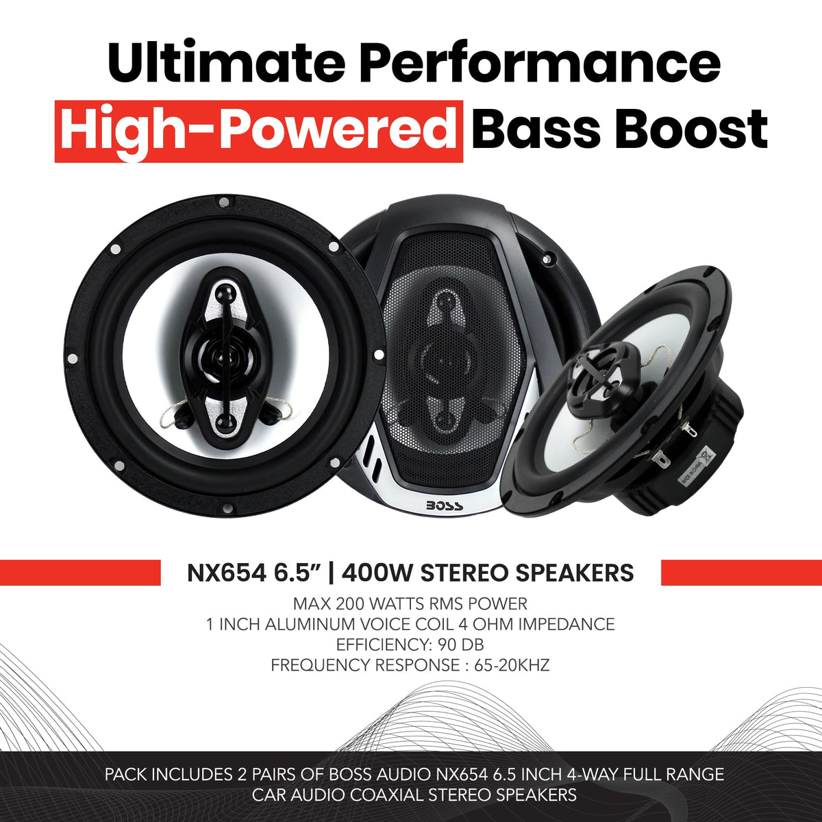 BOSS Audio Systems 6.5" Full Range Car Audio Coaxial Speaker, 2 Pairs