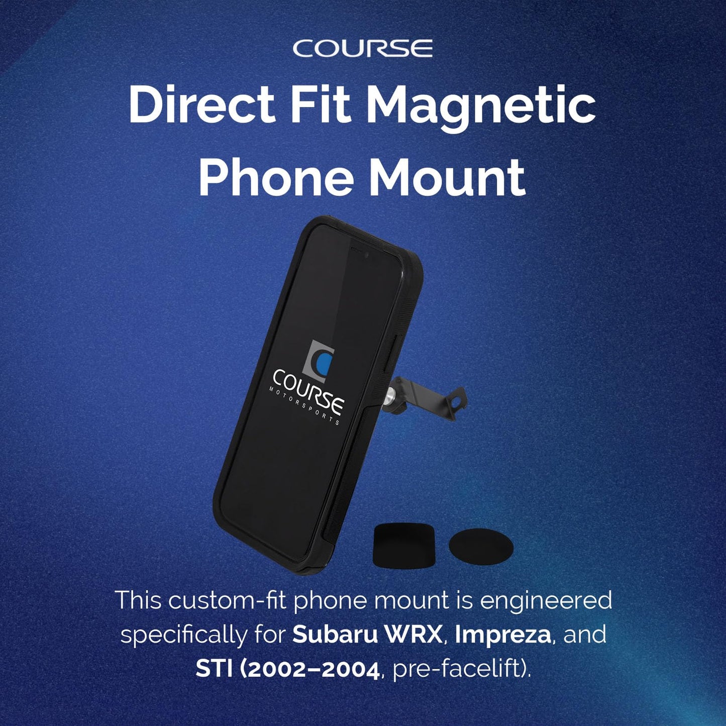 Course Motorsports Direct Fit Magnetic Phone Mount | Car Phone Holder | Custom Fit Dash Mount | Compatible with Subaru WRX, Impreza, STI (2002-2004