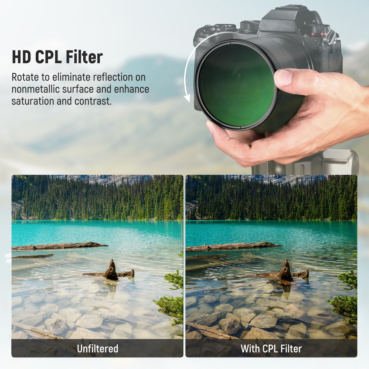 NEEWER 77mm CPL Filter with Lens Cap, Ultra Slim Multi Resistant Nano Coated Circular Polarizing Filter with HD Optical Glass for Camera Lens, Reduces
