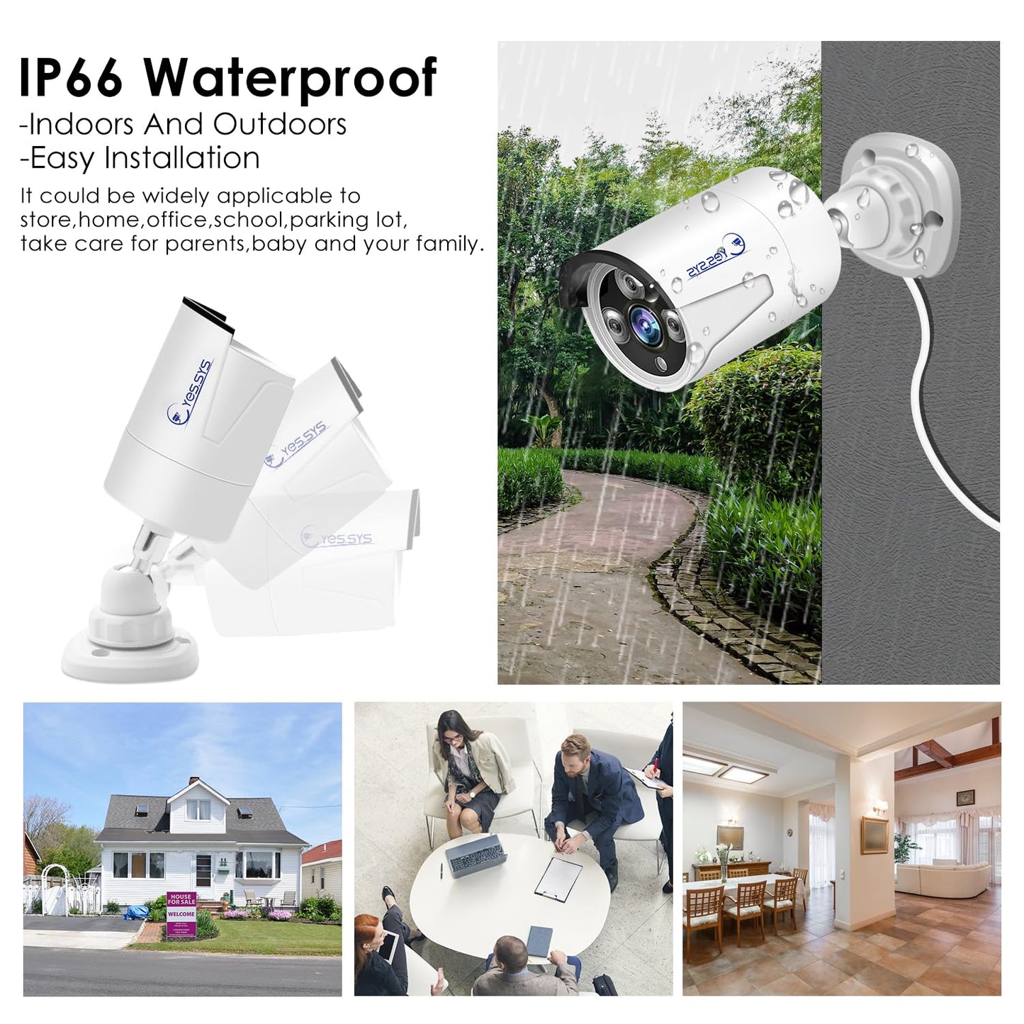 MWRCTV 5MP 1616P POE IP Security Surveillance 3.6mm HD Lens Bullet Camera with Mic, 3pcs Smart Dual Light AI Color Night Vision, IP67 Waterproof