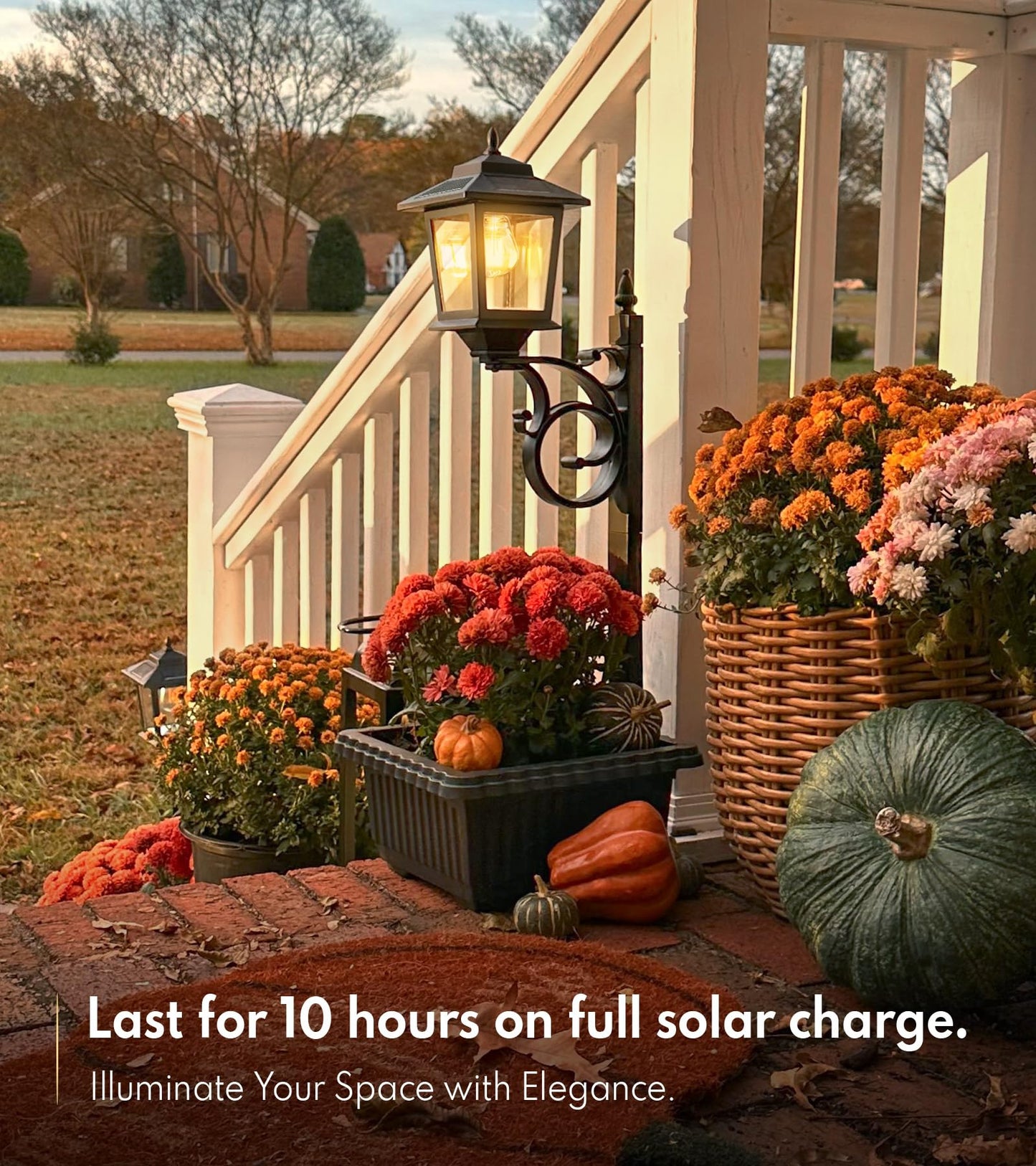 PASAMIC 2 in 1 Outdoor Flower Pots for Real or Fake Flowers, Solar Lamp Post Lights - Wall Mount or Freestanding, Waterproof Decorative Lamp for Lawn