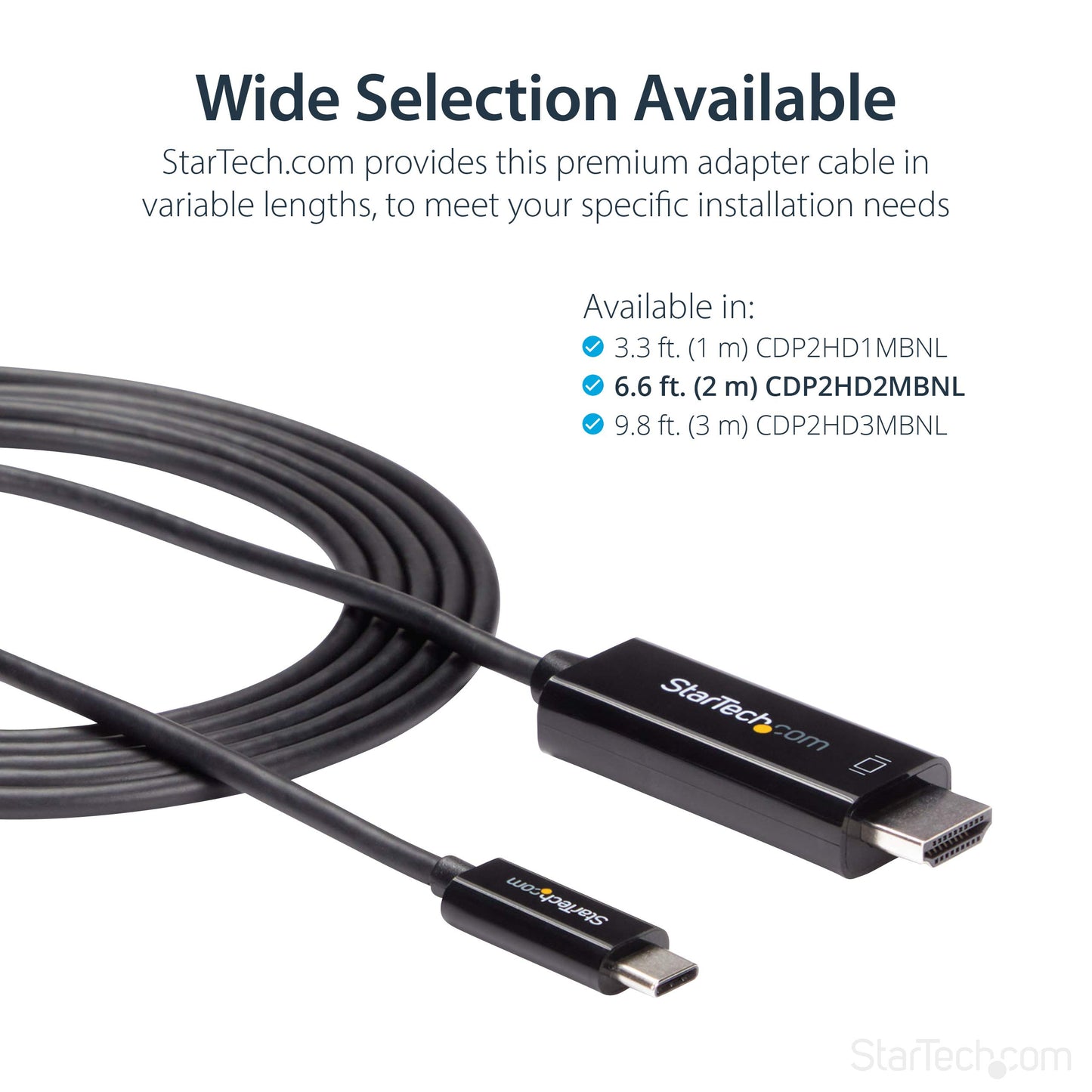 StarTech.com 6ft (2m) USB C to HDMI Cable - 4K 60Hz USB Type C to HDMI 2.0 Video Adapter Cable - Thunderbolt 3 Compatible - Laptop to HDMI