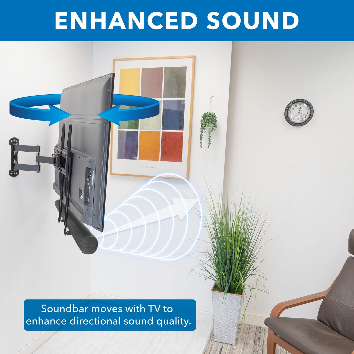 Mount-It! Soundbar Mount for TV and Wall Mounting | 2-in-1 Soundbar Bracket for Back of TV or Wall Mount Installation | Universal Base Fits All