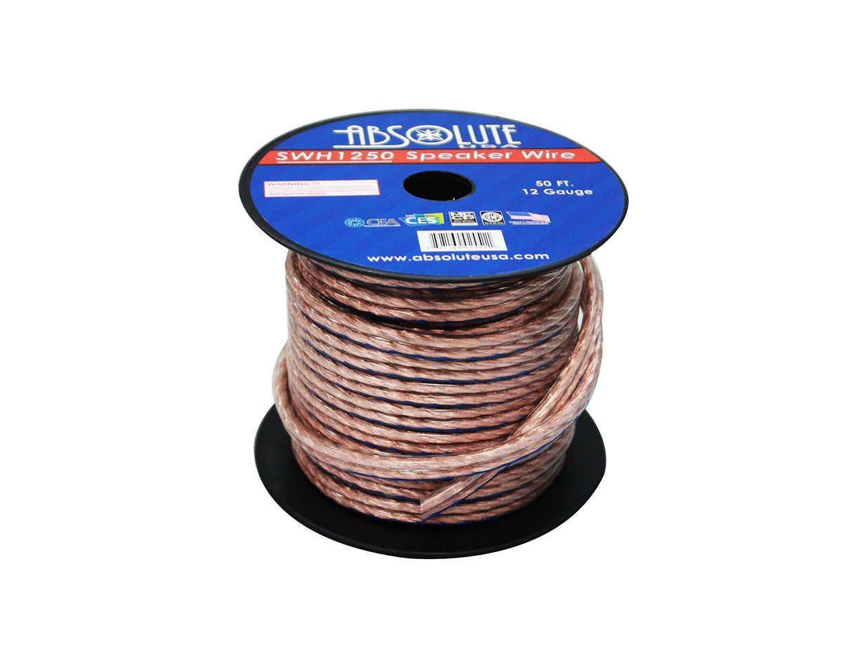 Absolute USA SWH1250 12 Gauge Car Home Audio Speaker Wire Cable Spool 50'