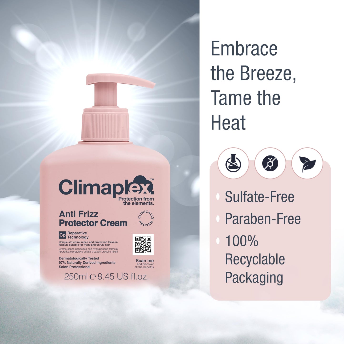 Climaplex Anti-Frizz Protector Cream – 8.45 oz, Shields from Heat & UV, Smooths, Adds Shine, Soothes Scalp, Vegan & Cruelty-Free Hair Care