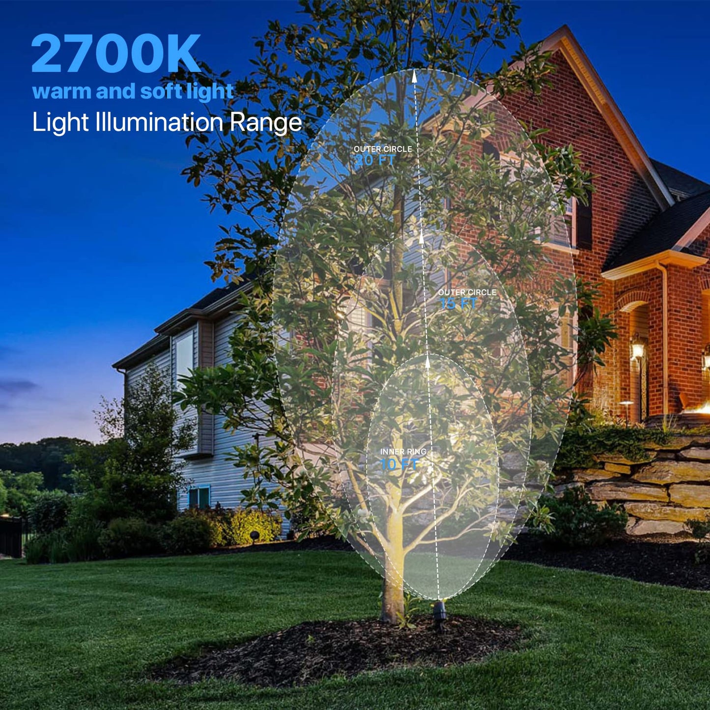 GOODSMANN Low Voltage Landscape Spotlights 5W LED Outdoor Floodlights 2700K Warm White Replaceable LED Outside Hardwired Lighting with Metal Stake