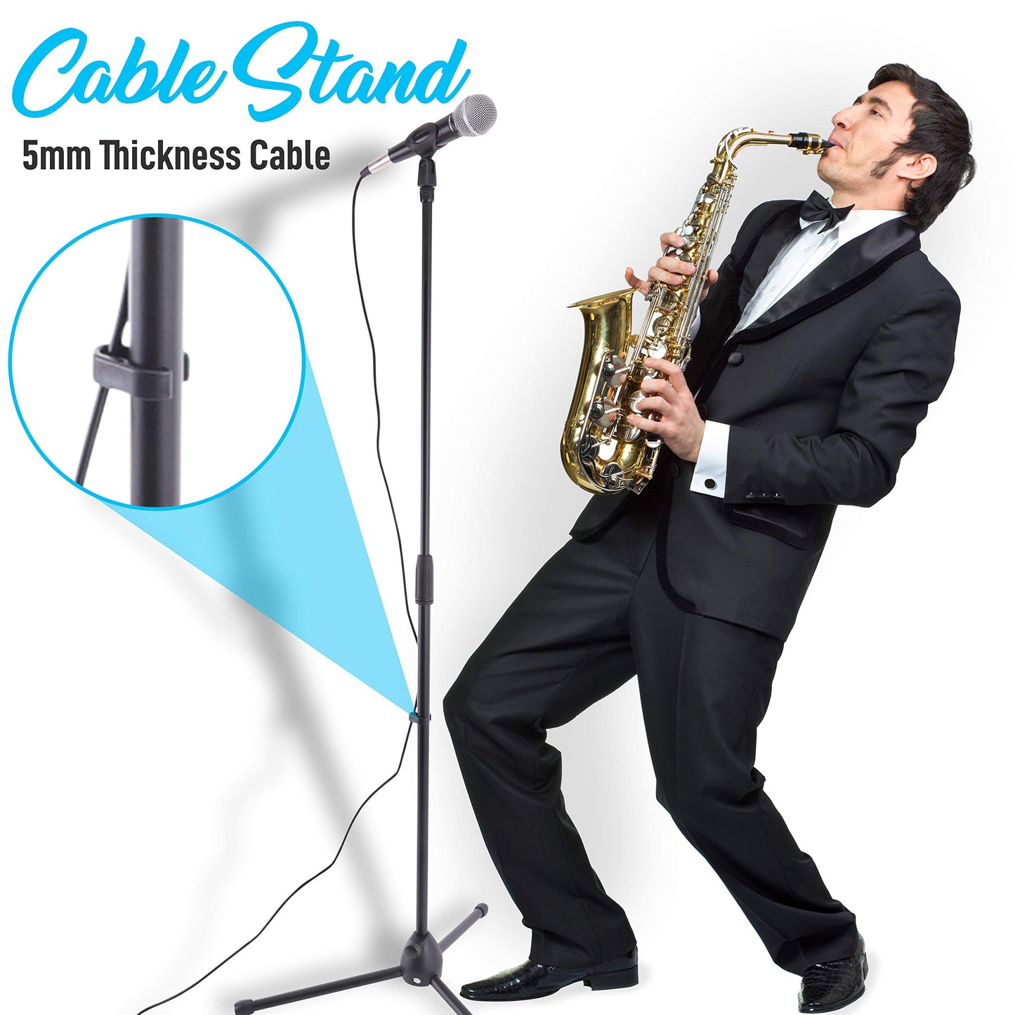 Professional Handheld Dynamic Microphone Kit - Unidirectional Vocal Wired Microphone w/Carry Bag, Metal Mic Stand, Holder/Clip & 16.4ft XLR Audio