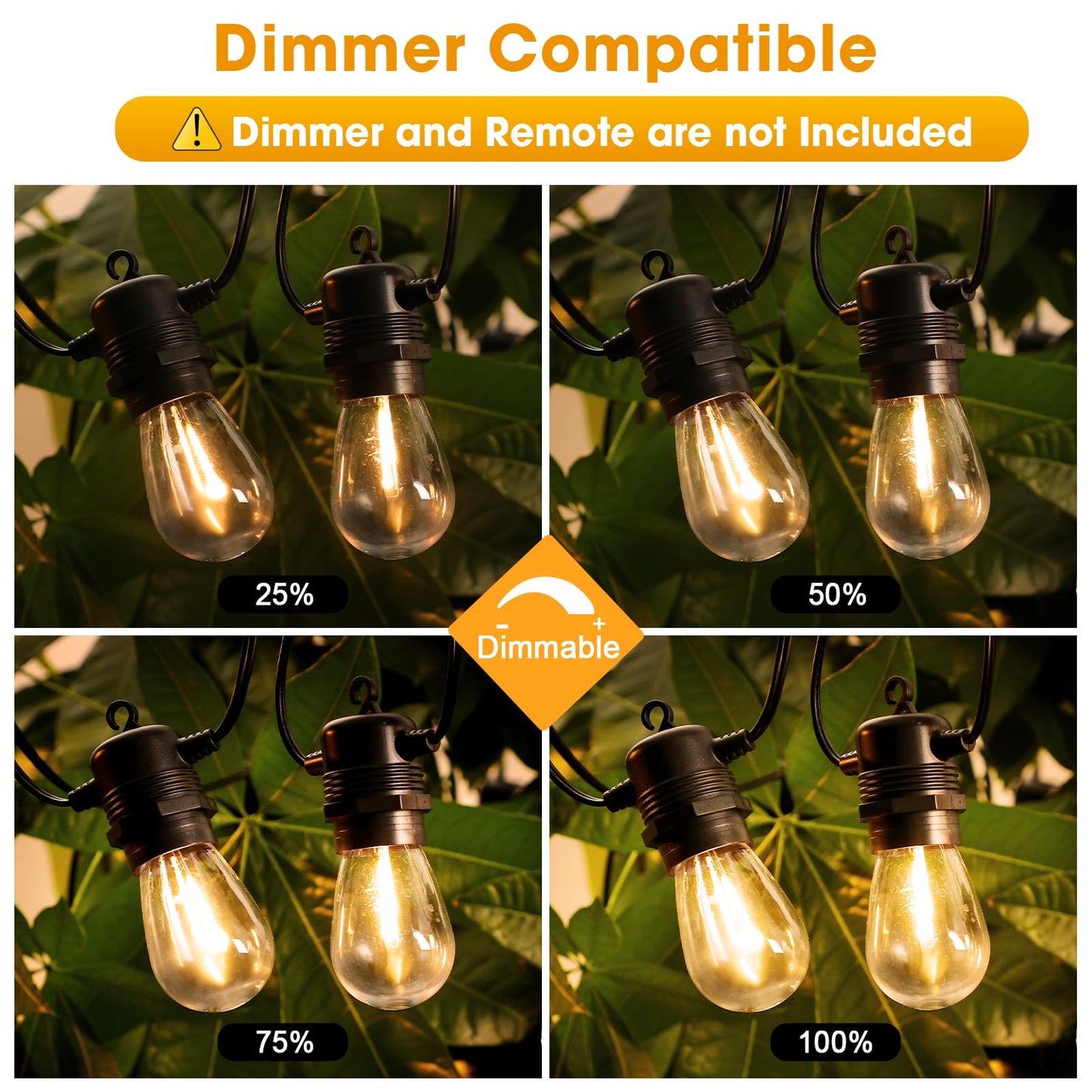 GvvooHome LED Outdoor String Lights 36FT Patio Lights with 13 Shatterproof S14 Replaceable Bulbs(1 Spare), Outside Hanging Lights Waterproof