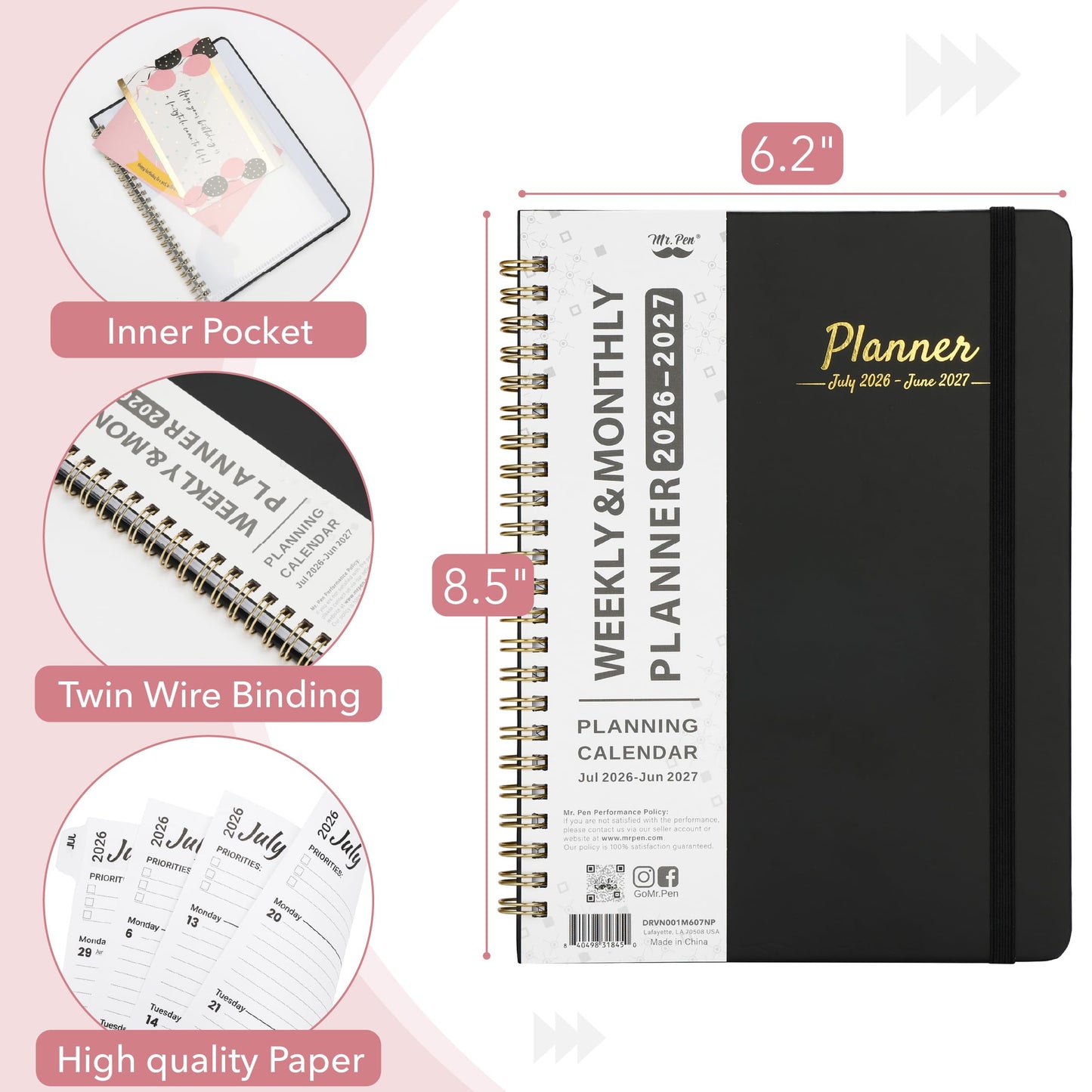 Mr. Pen- Planner 2026-2027, A5 (6.2" x 8.5"), July 2026 - June 2027