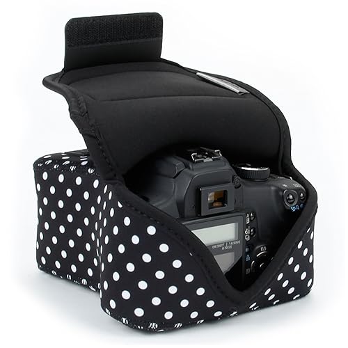 USA Gear Camera Sleeve (Medium) for Compact SLRs Compatible with Canon EOS R100 Nikon Z30 Sony ZV-E10, and more - Padded Neoprene DSLR Case