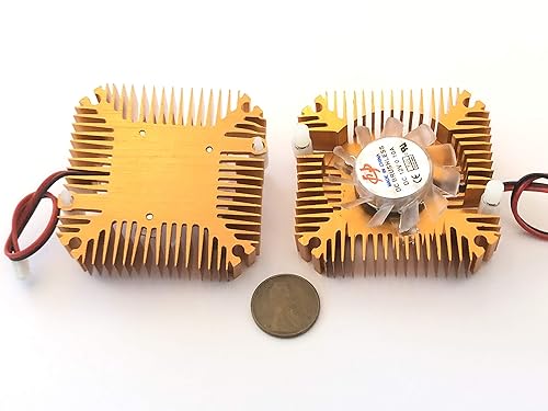 2 Pieces copper 12v 55mm 2PIN Aluminum Cooling Fan Heatsink Cooler VGA CPU A8