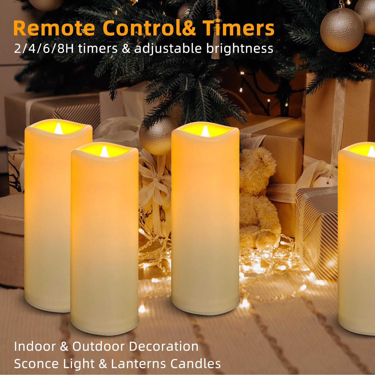 candlesee LED Flameless Candles Pack of 1, Outdoor Waterproof Candle with Remote Control& Timer, Indoor Battery Operated Flickering Pillar Fake