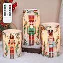 Crystal Club Christmas Flameless Candles Battery Operated, Holiday Nutcracker LED Candles with Remote, Realistic Pillar Candles for Xmas Tree, Mantel