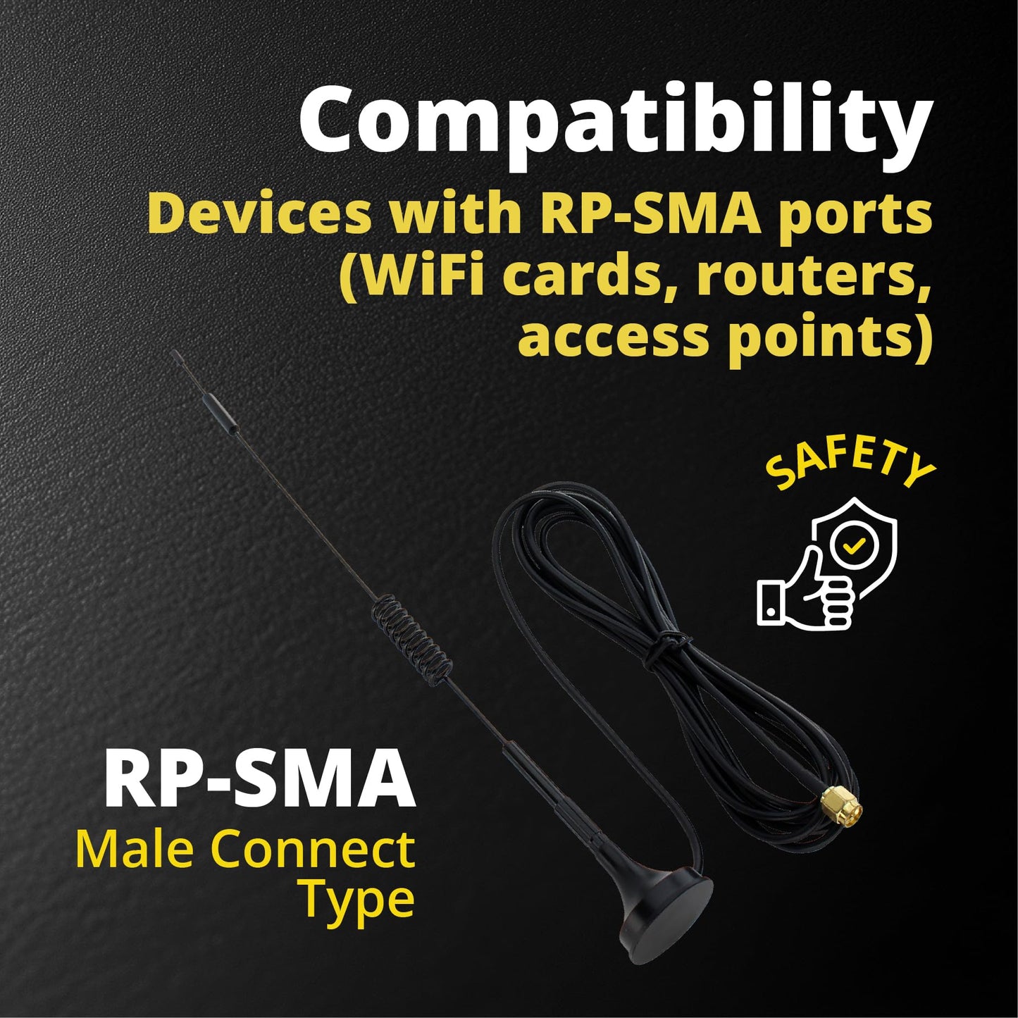 Shopcorp Dual Band WiFi Antenna 2.4GHz 5GHz 5.8GHz 2dBi Magnetic Antenna RP-SMA Male Antenna for WiFi Router Wireless Network