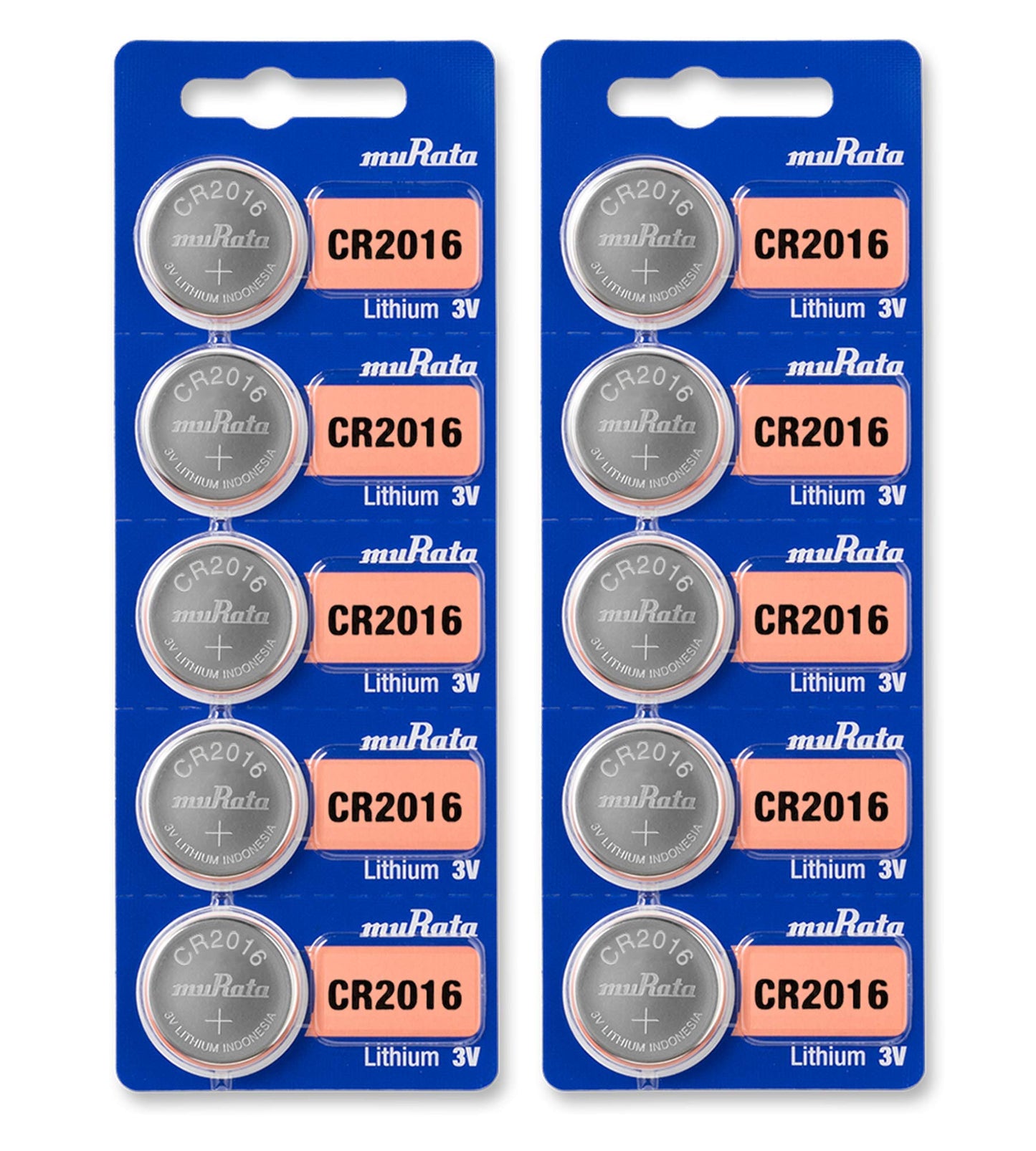 Murata CR2016 Battery DL2016 ECR2016 3V Lithium Coin Cell (10 Batteries)